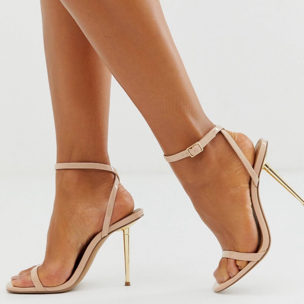 ASOS Design Gold Stiletto Heel Barely There Sandal
